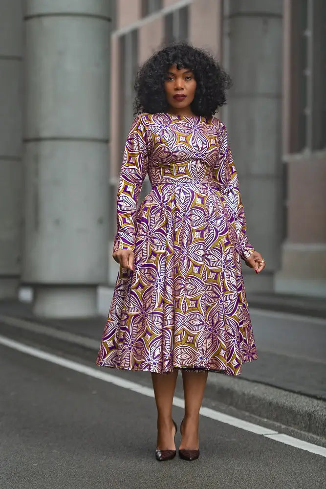 ZANELE PURPLE AND BROWN DRESS