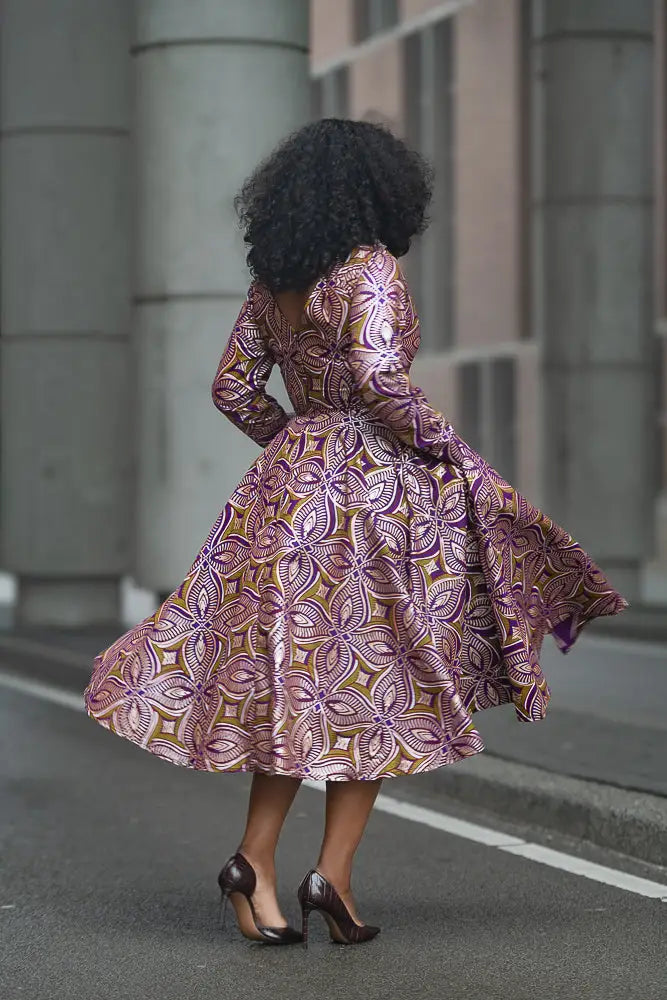 ZANELE PURPLE AND BROWN DRESS