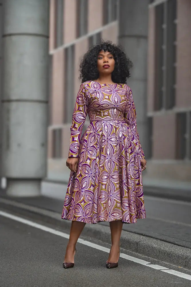 ZANELE PURPLE AND BROWN DRESS