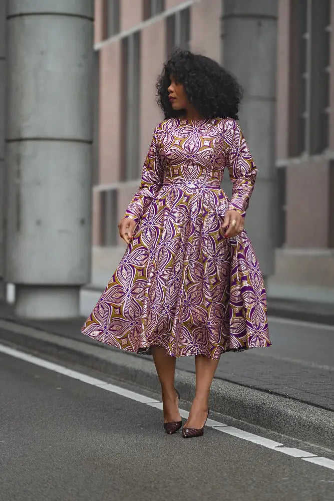 ZANELE PURPLE AND BROWN DRESS