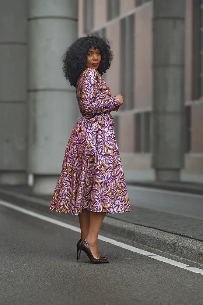 ZANELE PURPLE AND BROWN DRESS