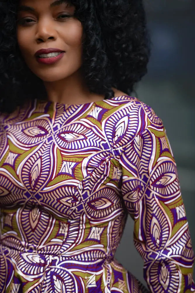 ZANELE PURPLE AND BROWN DRESS