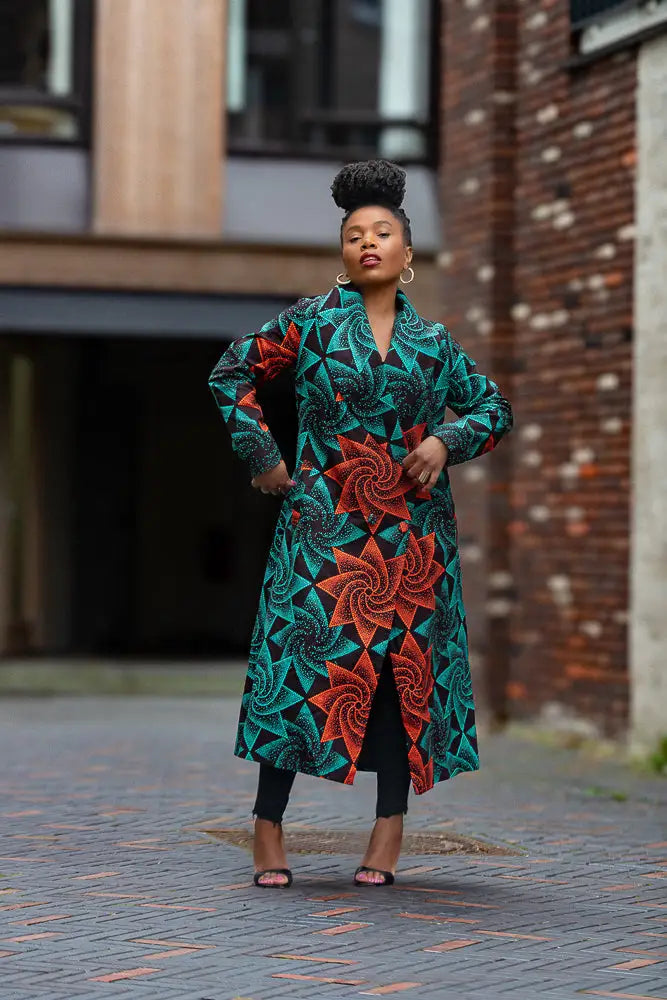 ZOLA RED AND GREEN DUSTER JACKET