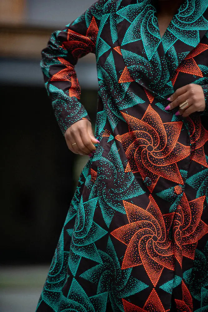 ZOLA RED AND GREEN DUSTER JACKET