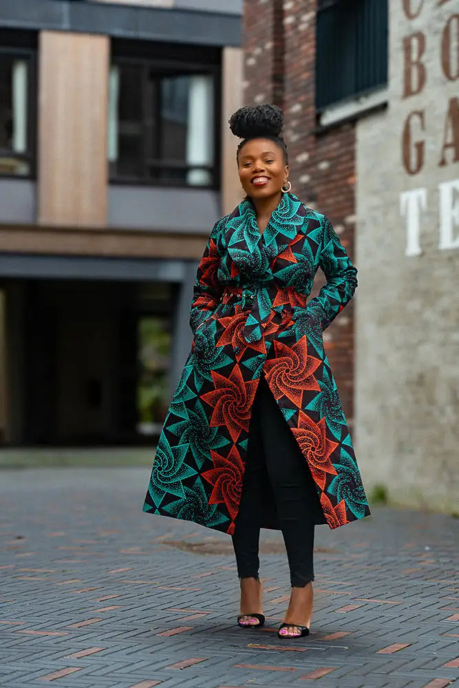 ZOLA RED AND GREEN DUSTER JACKET