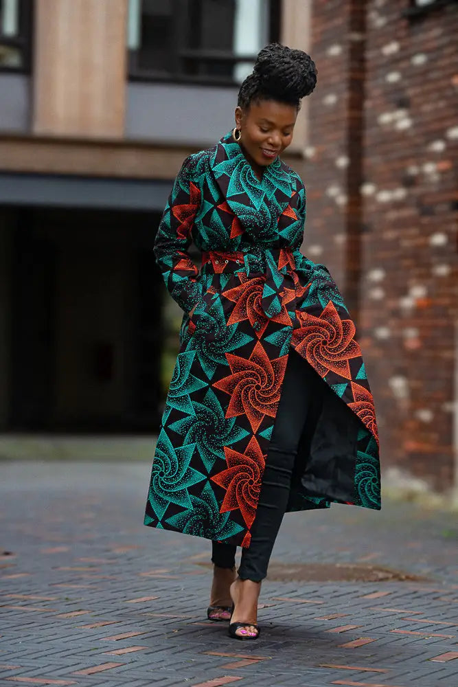 ZOLA RED AND GREEN DUSTER JACKET