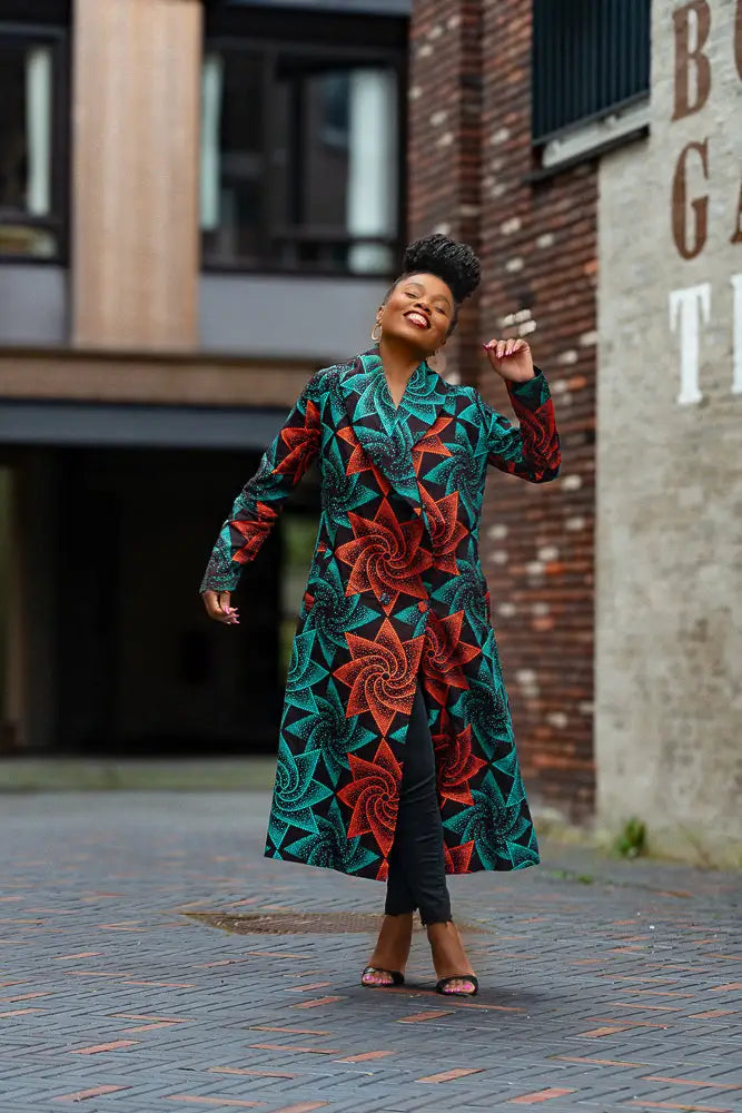 ZOLA RED AND GREEN DUSTER JACKET