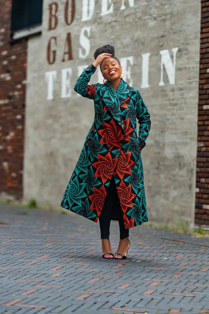 ZOLA RED AND GREEN DUSTER JACKET