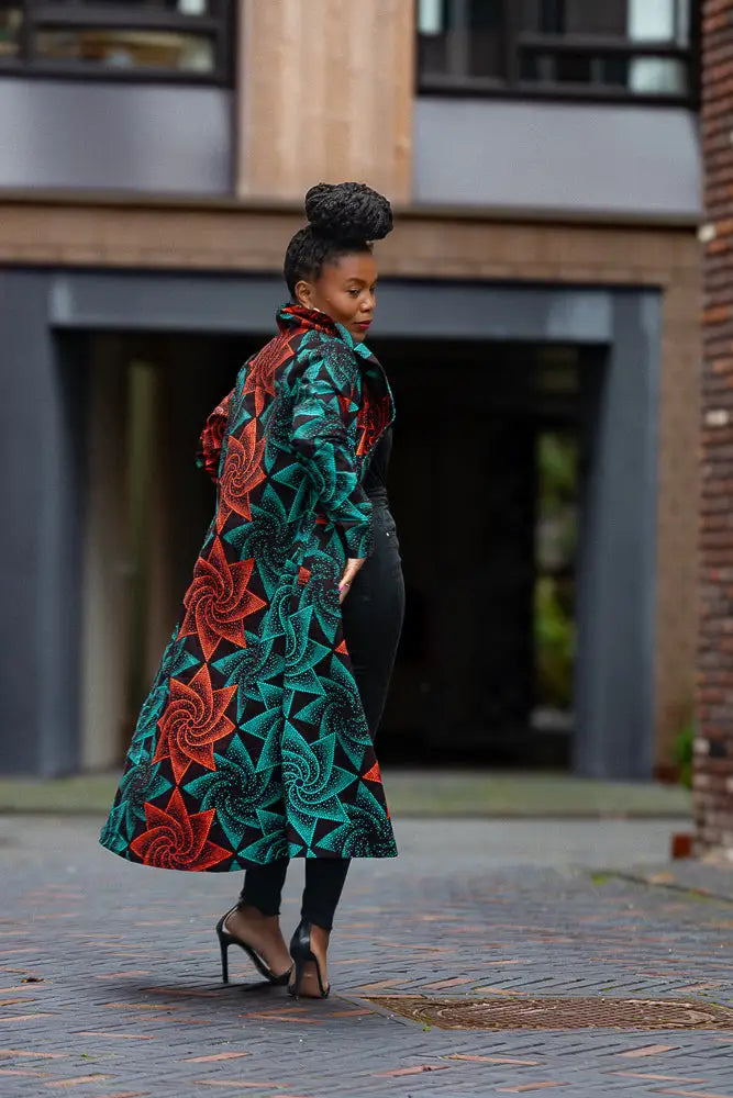 ZOLA RED AND GREEN DUSTER JACKET