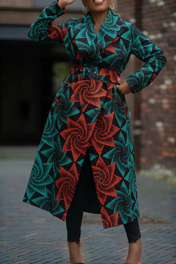ZOLA RED AND GREEN DUSTER JACKET