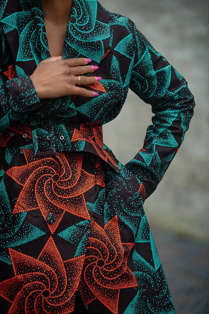 ZOLA RED AND GREEN DUSTER JACKET